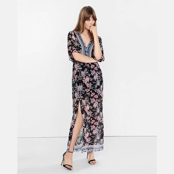 ✨ HP✨Floral Print Kimono Sleeve Maxi Dress✨ - Picture 2 of 7
